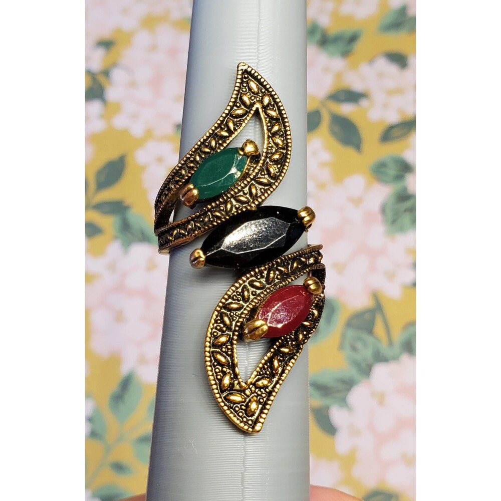 Vibrant Vintage-Style Turkish Bypass Statement Ring